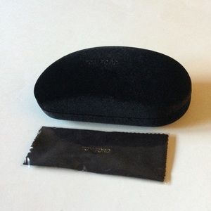 TOM FORD VELVET COVERED SUNGLASSES CASE DARK BROWN WITH CLEANING CLOTH